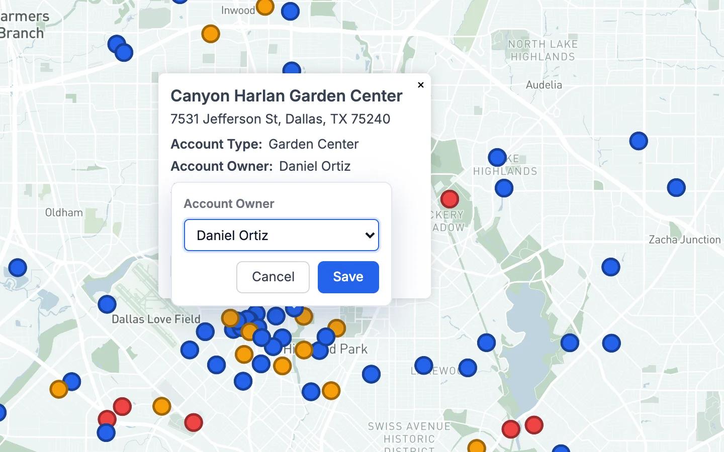Editing a record's fields in its map popup