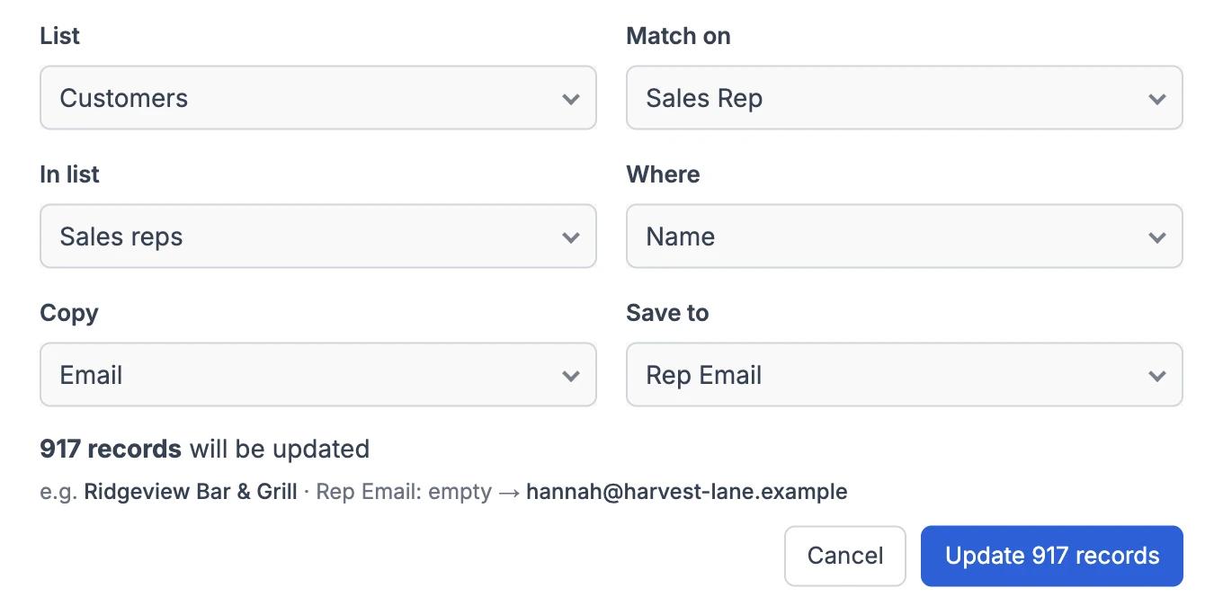 Look up a value from another list