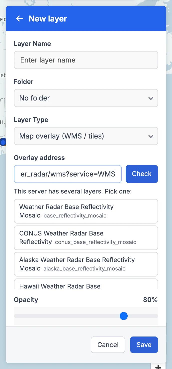 Pick a layer from a WMS server