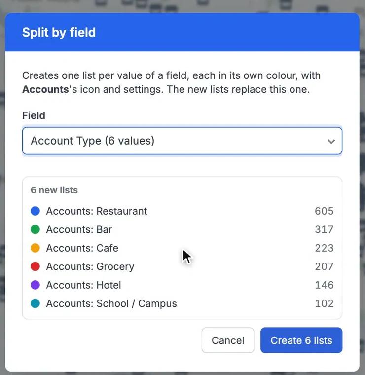 See the lists before they're created