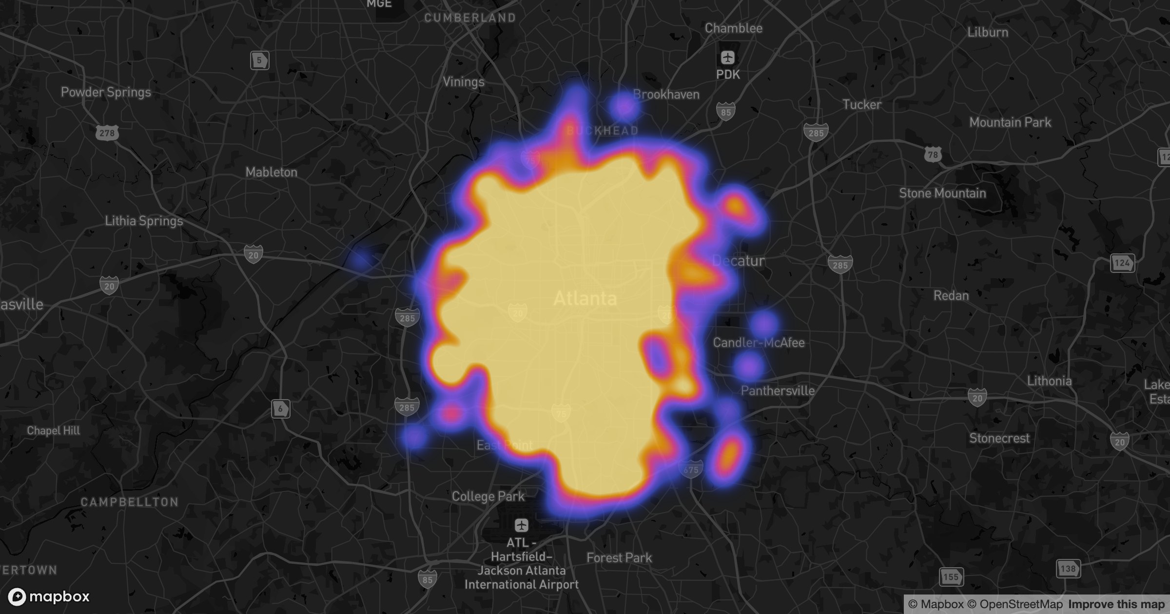The same dark-mode heatmap over Atlanta