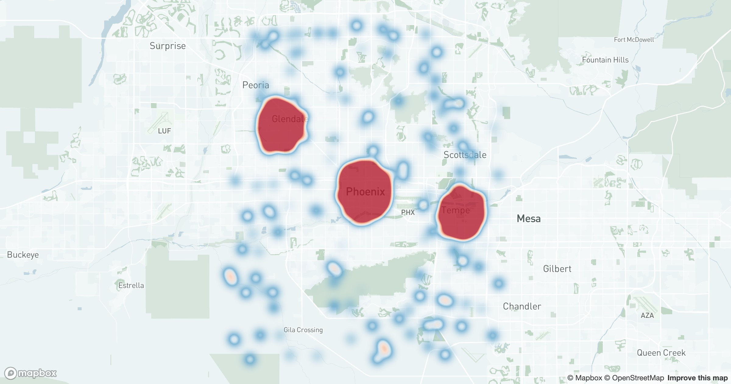 The same heatmap styling applied to a different city