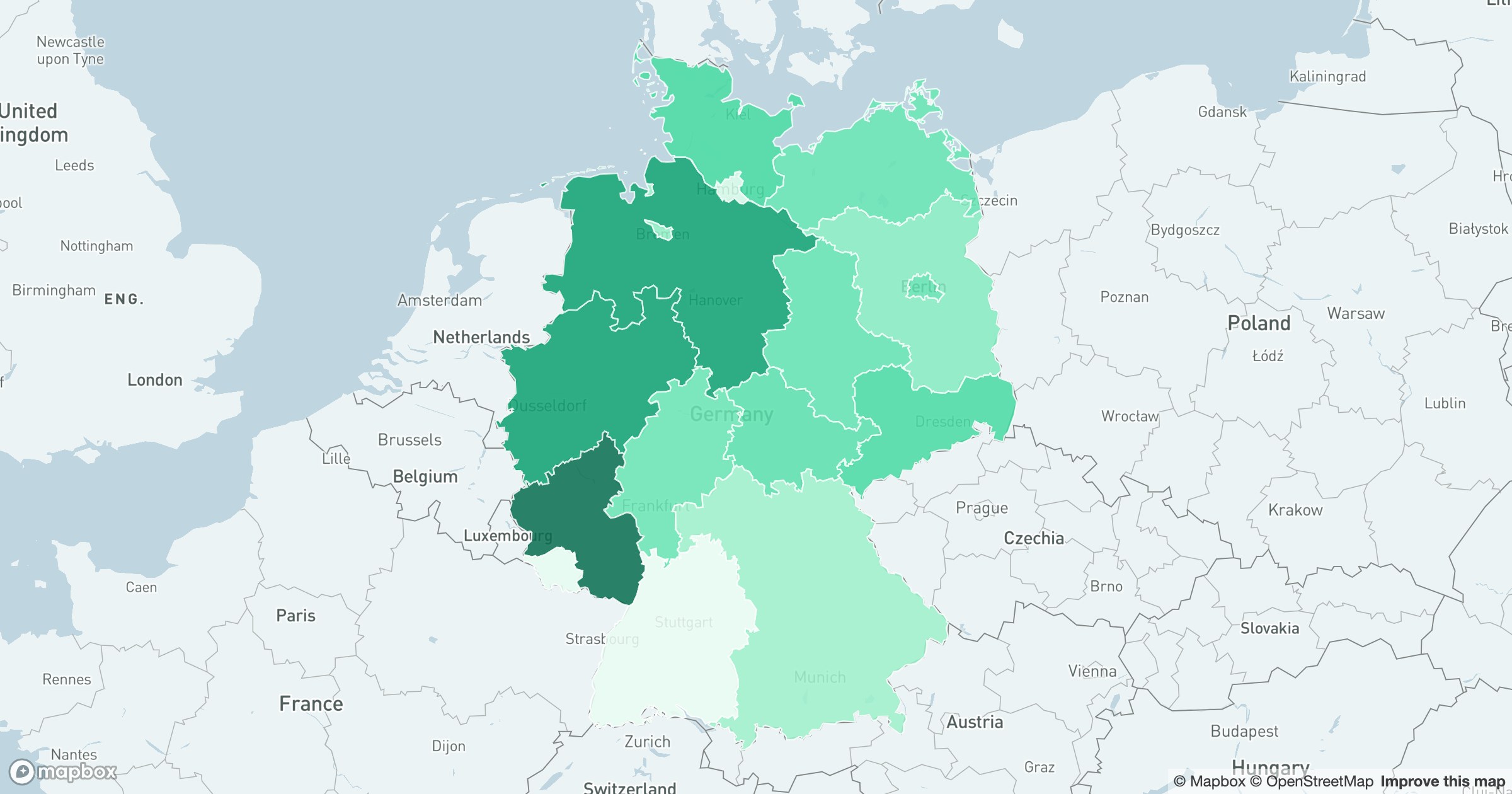 The same choropleth styling applied to another country's regions