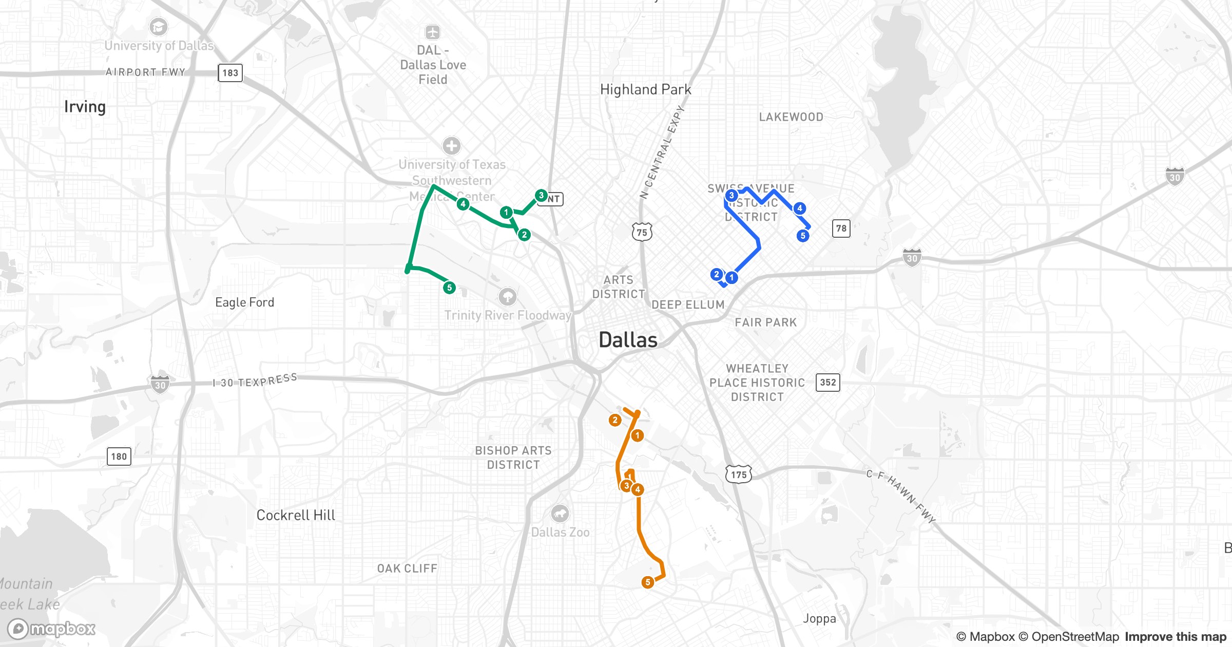 Color-Coded Routes for a Whole Sales Team