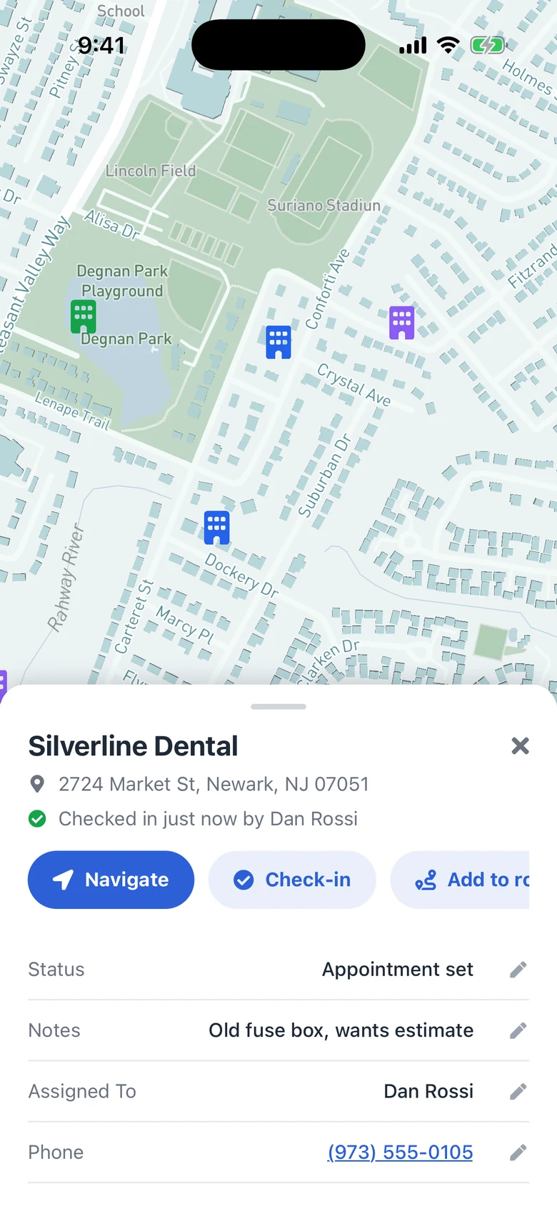A record showing its last check-in