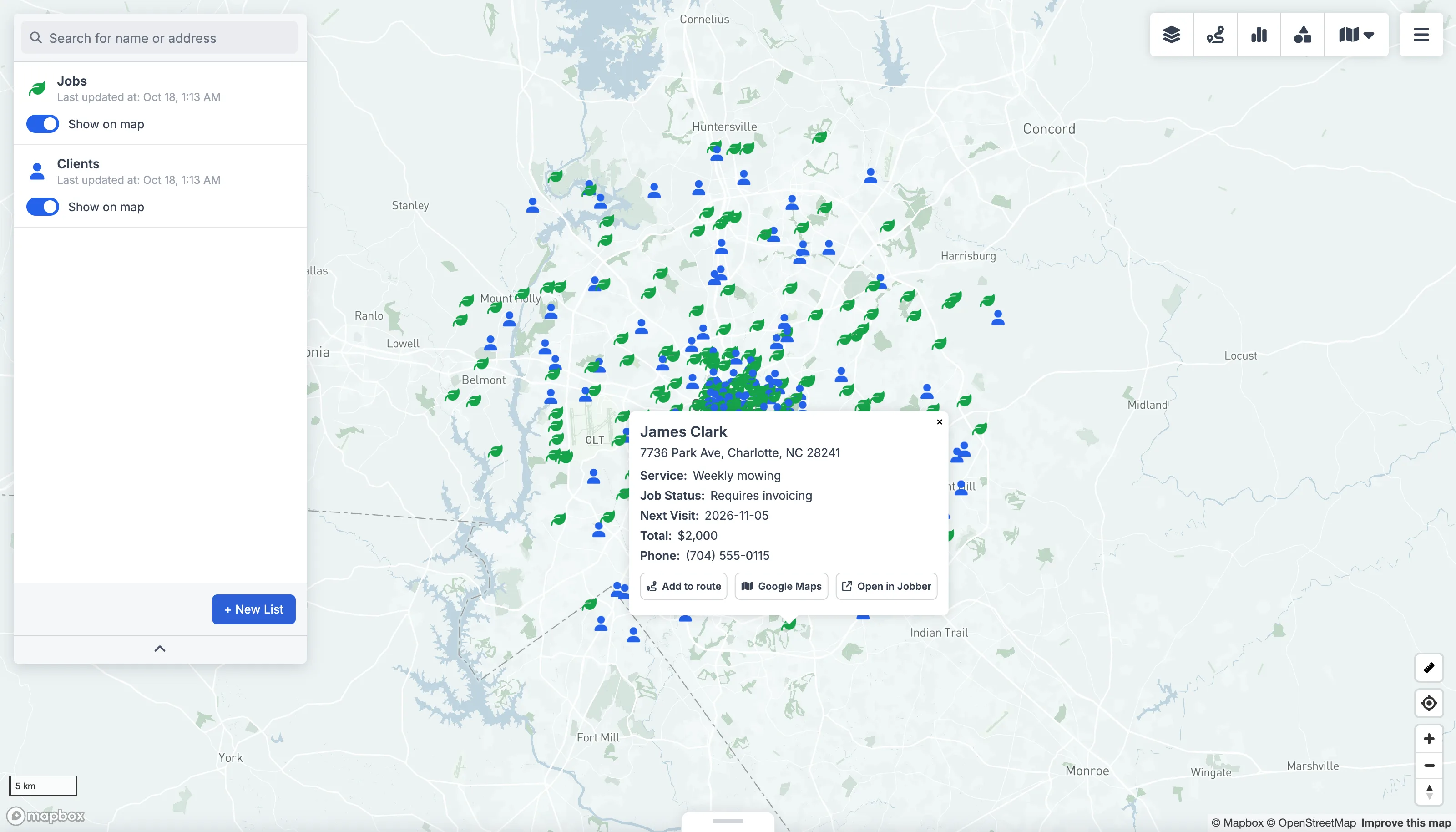 Jobber data plotted on a GeoMaps map