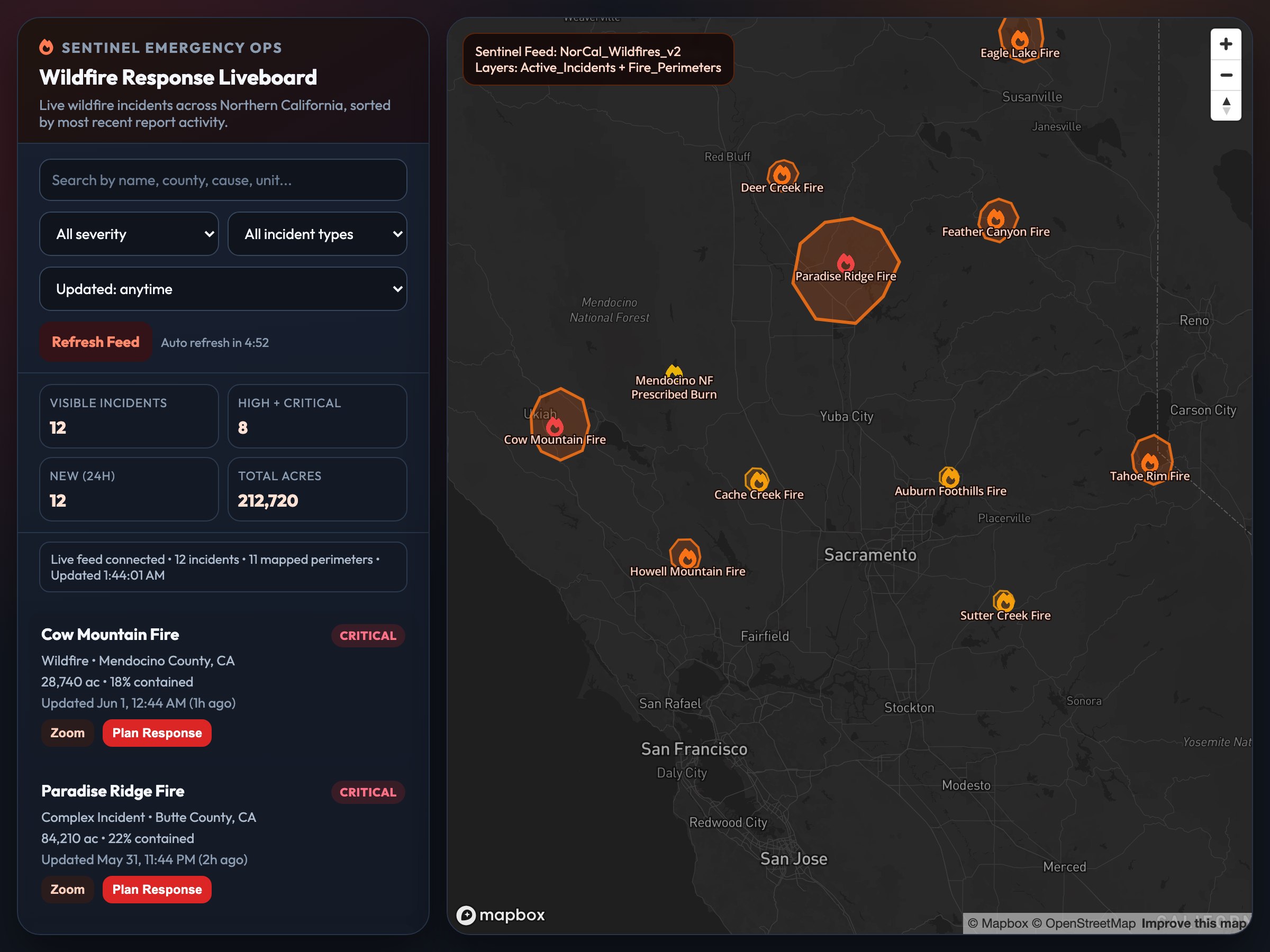 Wildfire Response Liveboard — a map built with GeoMaps