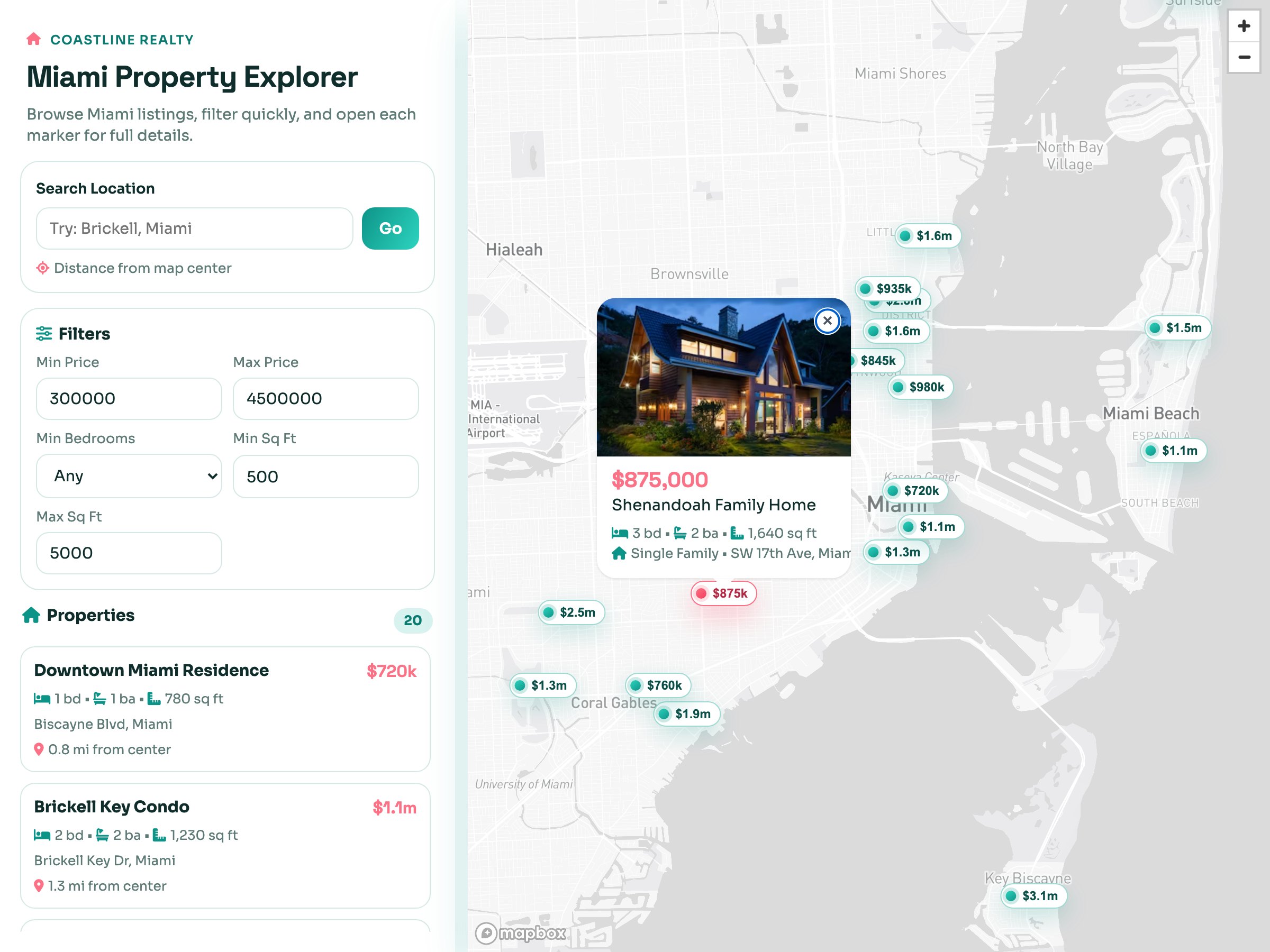 Miami Property Explorer — a map built with GeoMaps
